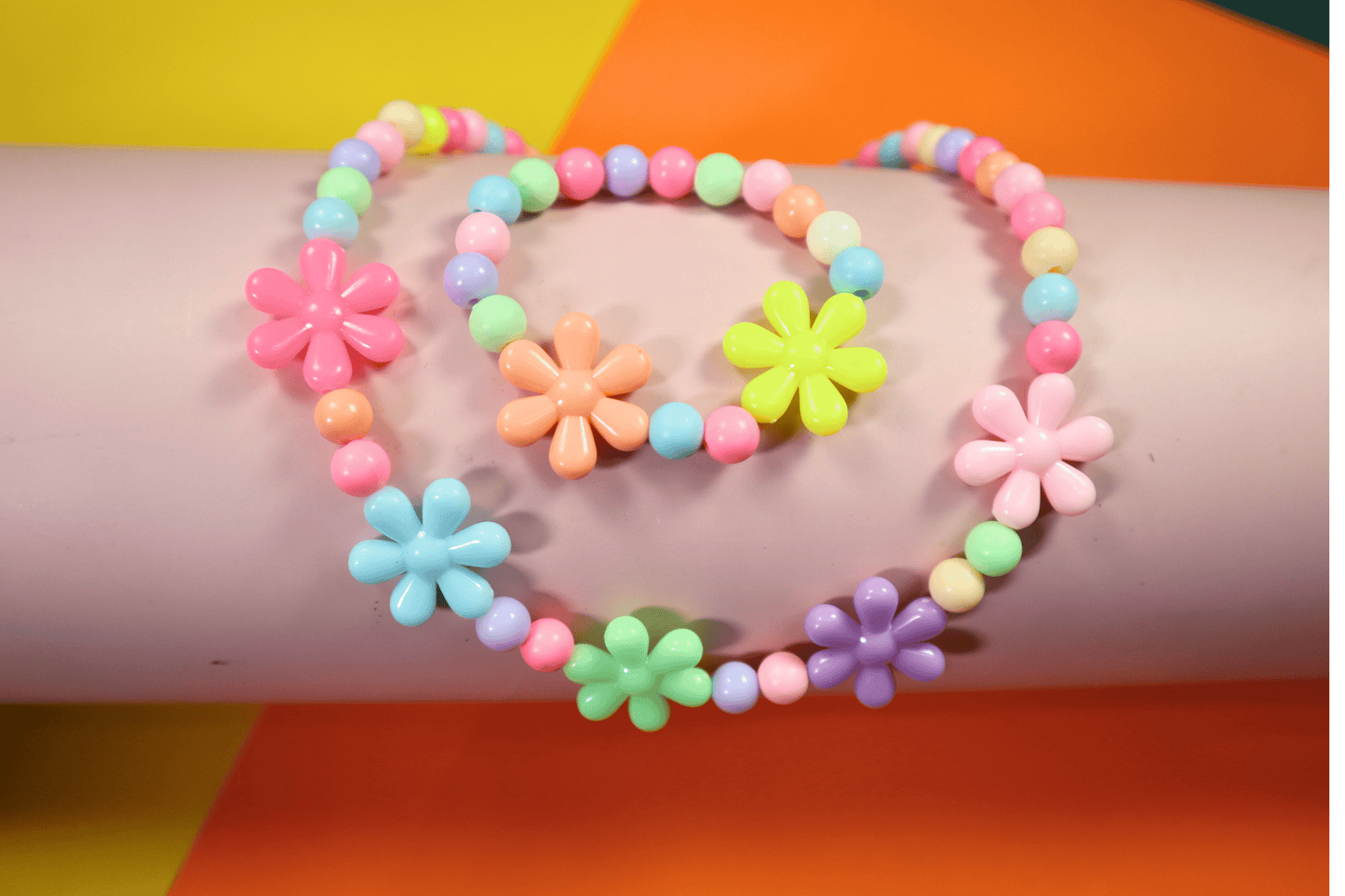 Kamule Pearl and Acrylic Pastel Beaded Embellished Jewellery Sets of 2 - White, Multicolour
