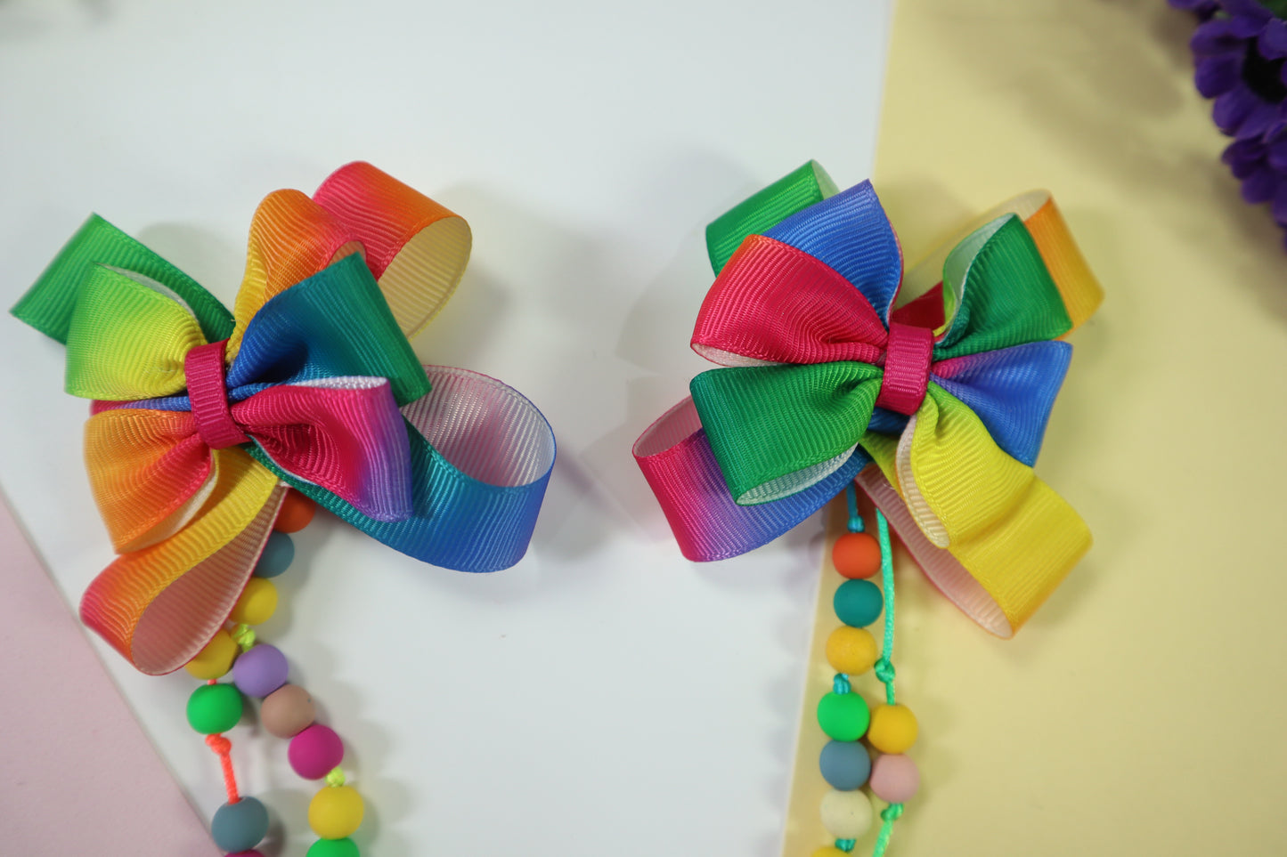 Kamule Holi Theme Beads Embellished Headdress Tiara Hair Bows Pack of 1 -Multicolour