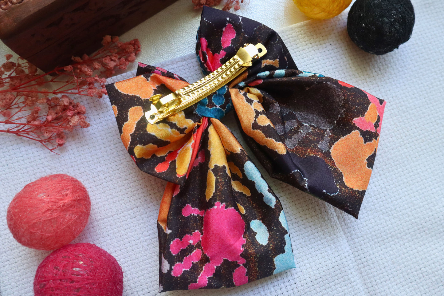 Kamule Dark Abstract Multicolour Design Holi Theme Bow- Pack of 1-Multicolour