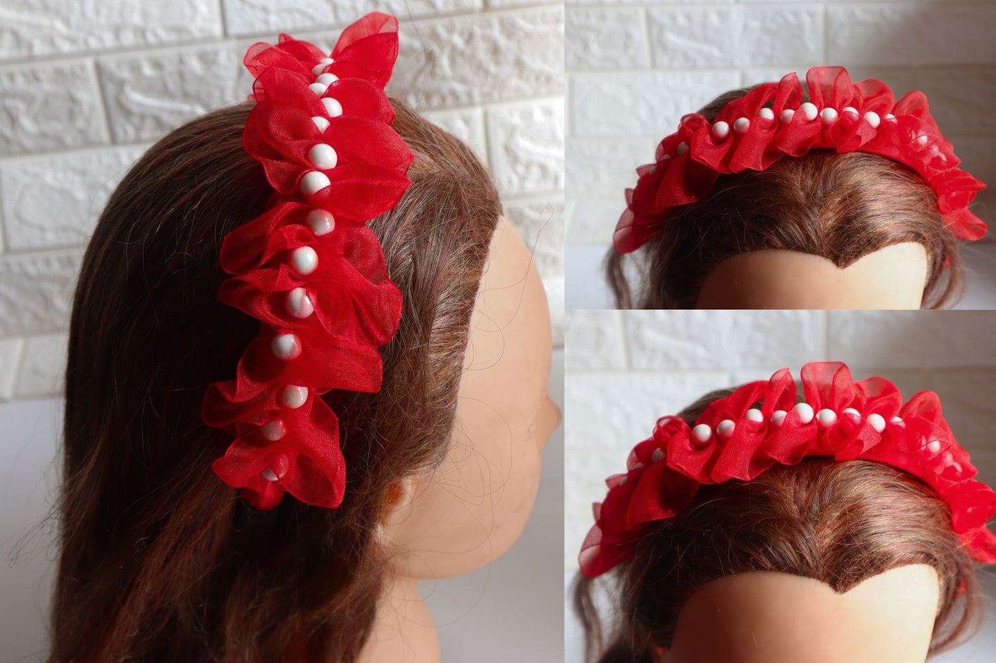 Kamule Christmas Theme Stones Embellished & Bow Designed Hair Clip - red