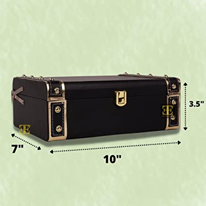 Kamule MDF & Leatherite White Trunk Box (10x10x3 inches) Classic Decorative Gift Trunk Box India Tradition