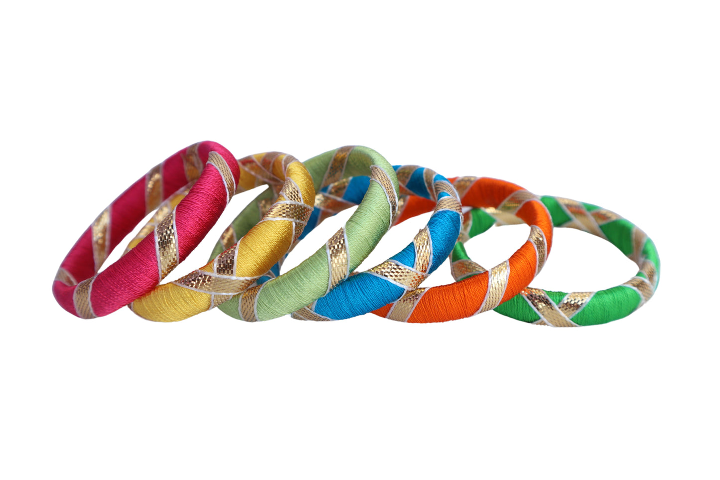Kamule Silk Thread Gotapatti Bangles Pack of 6 - Multicolour