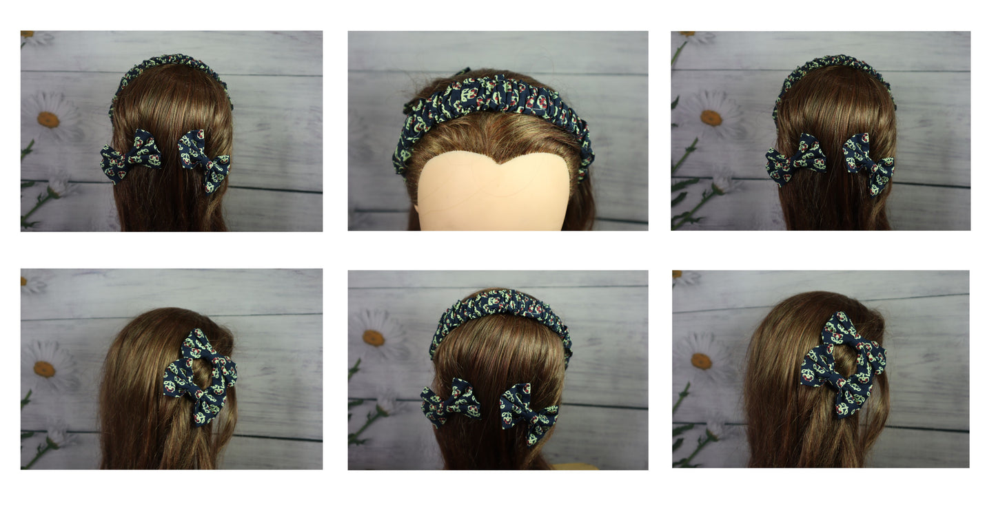 Kamule Trendy Tie Fabric Bows and Hairband Bundle Pack of 3-Black