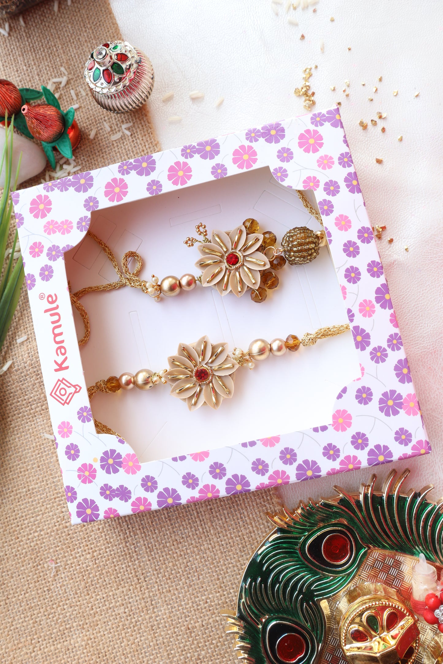 Kamule Flower Applique Patches Set - Golden