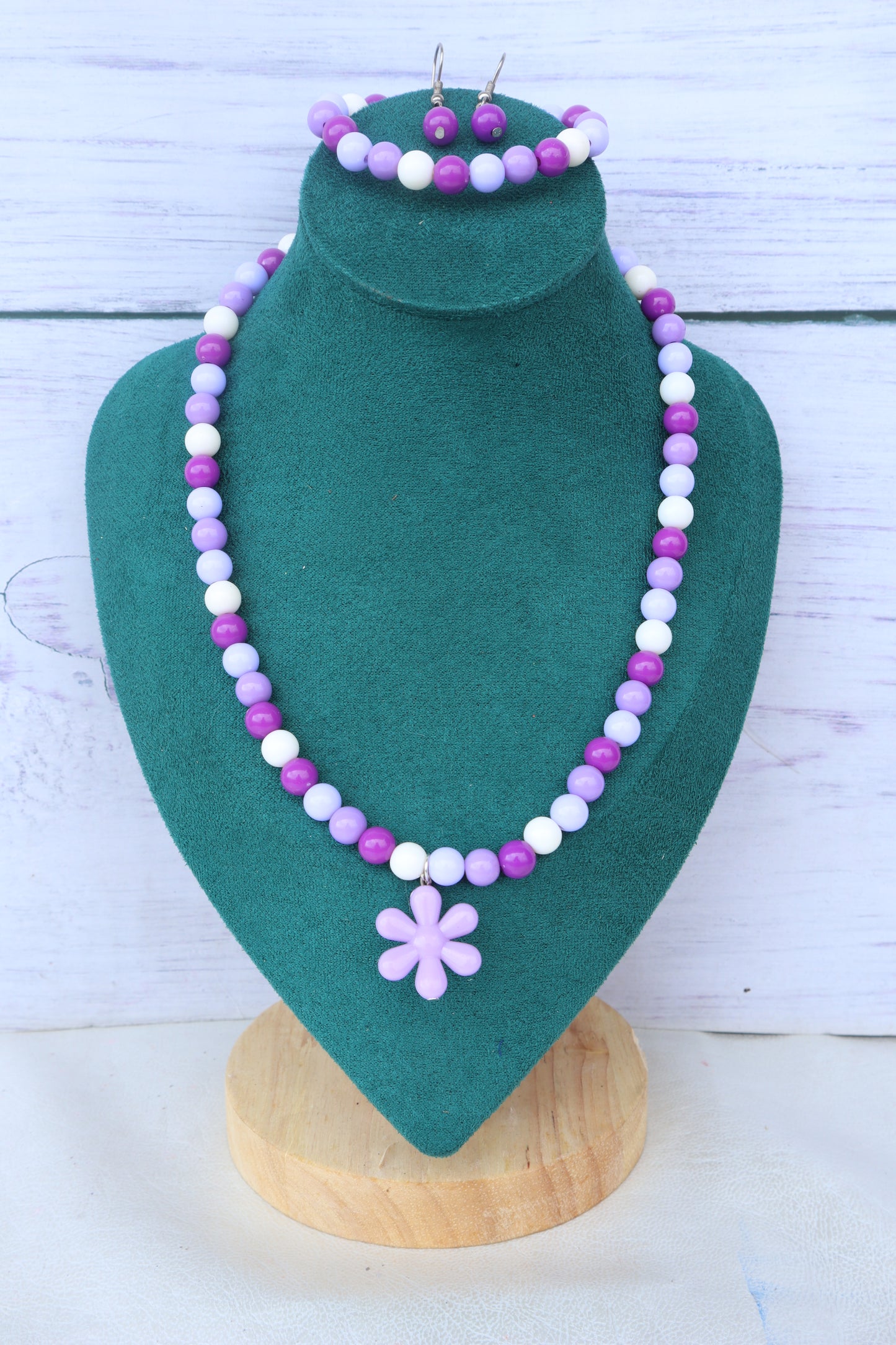 Kamule Petal Delight Bow Clip with Necklace and Layered Clip Pack of 7 - Purple