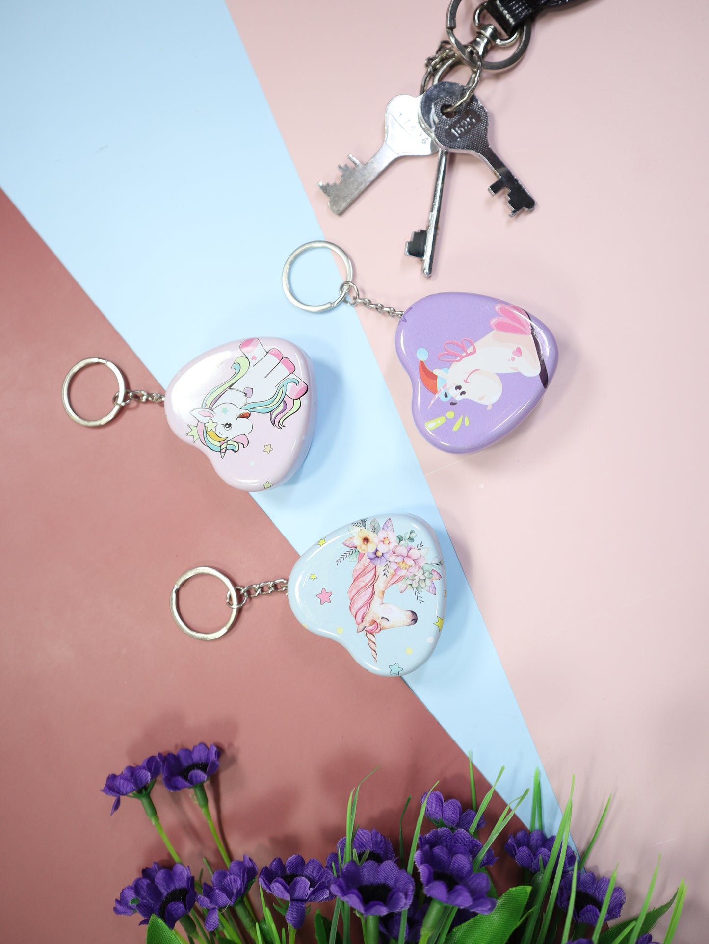 Unicorn Coin Pouch Keychain Ring Multi Purpose Kids Case Small Jewelry Personal Items Key Holder for Girls / Tin case Hardtop Storage for Girls Kids Mini Secret Wallets