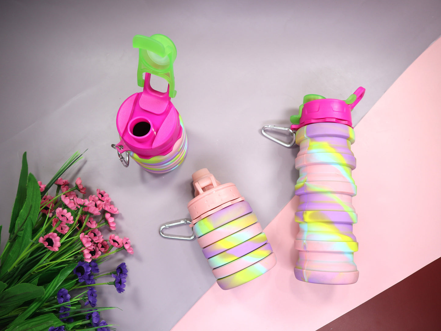 Folding 500ml Travel Sports Drinking Silicone Foldable Water Bottle