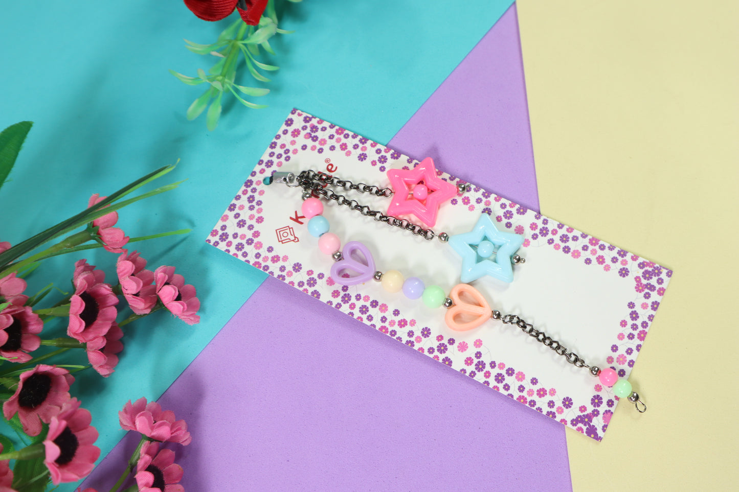 New Fashion Multicoloured Beads and Heart with Chain Phone Charm