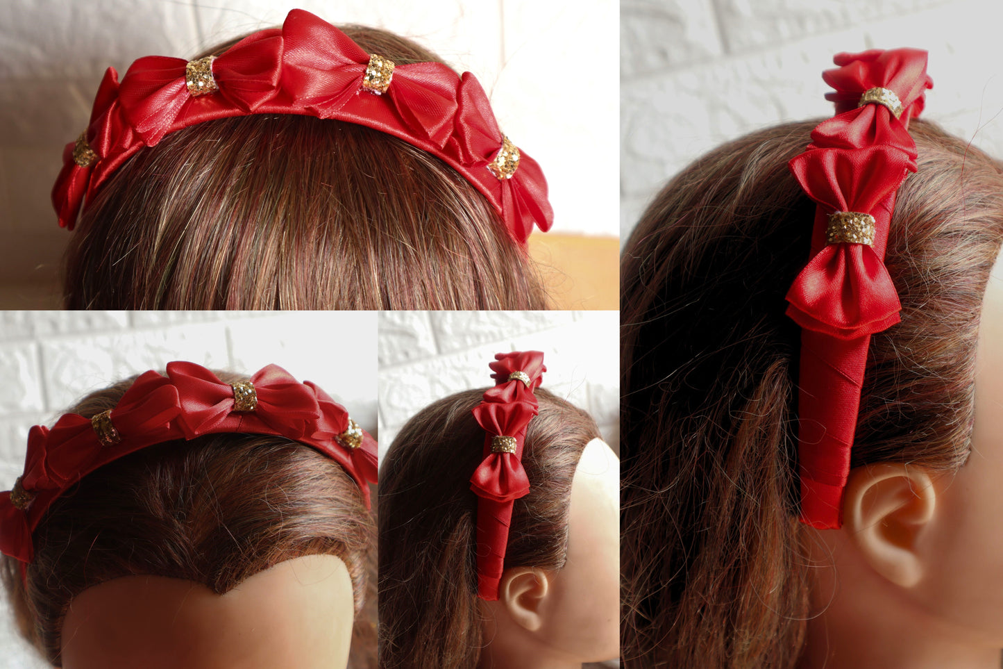 Kamule Christmas Theme Bow Designed Hairband - red