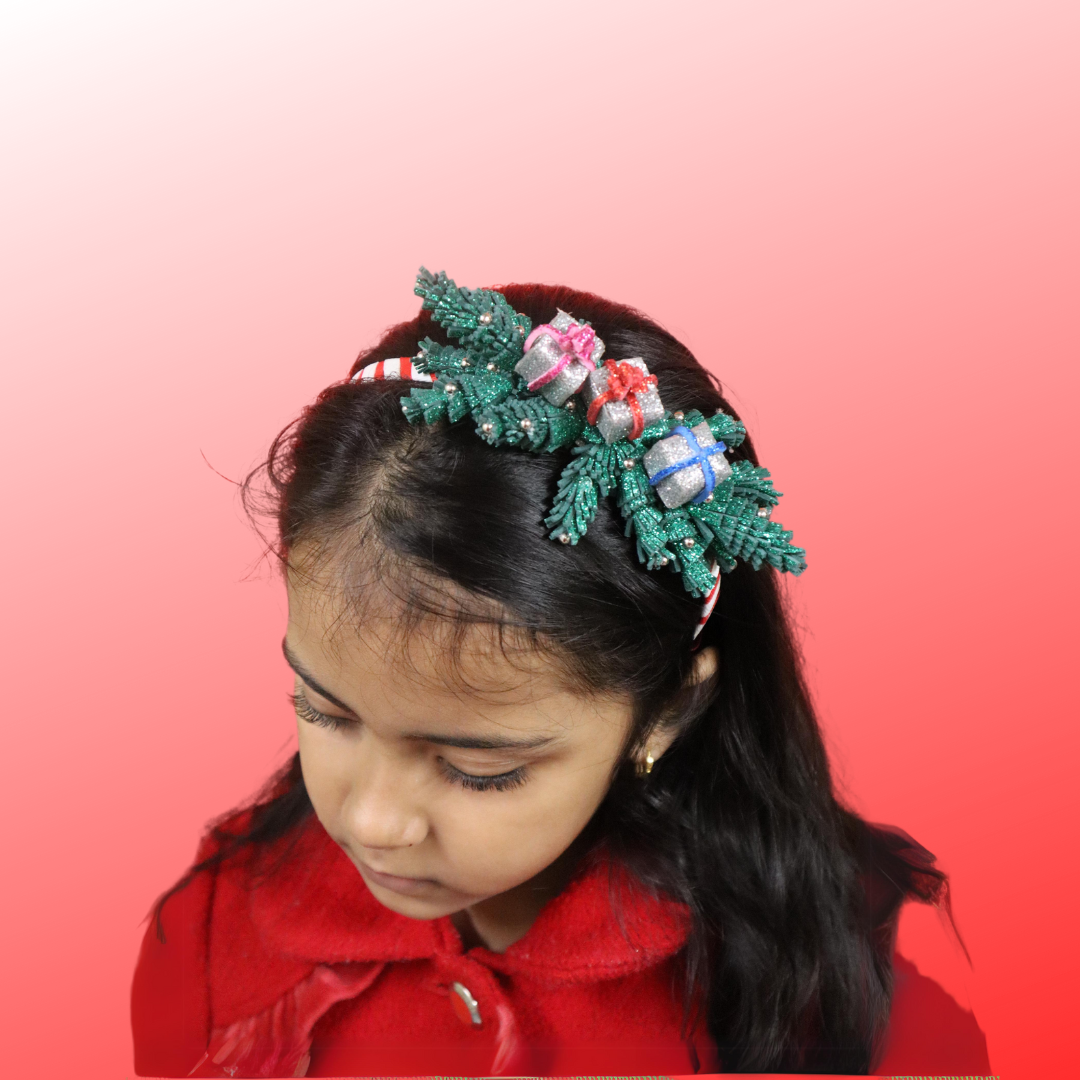 Kamule Christmas Theme Appliqued Christmas Presents Hairband-Red,white,Green