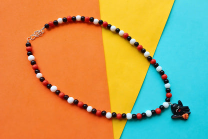 Kamule Halloween Ghost-Themed Necklace with Bead Embellishments - Orange, Black