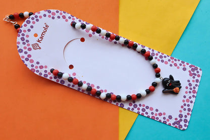 Kamule Halloween Ghost-Themed Necklace with Bead Embellishments - Orange, Black