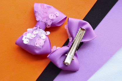 Kamule Halloween Sequin Embellished Bow Hair Clip Set of 4 - Purple, Black, White