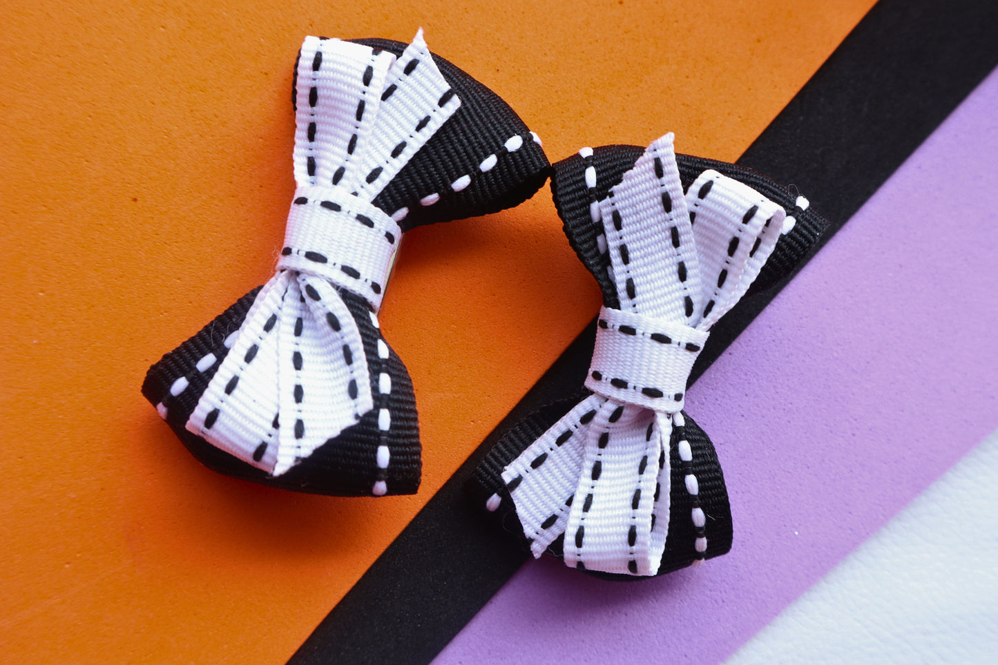 Kamule Halloween Sequin Embellished Bow Hair Clip Set of 4 - Purple, Black, White