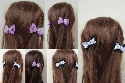 Kamule Halloween Sequin Embellished Bow Hair Clip Set of 4 - Purple, Black, White