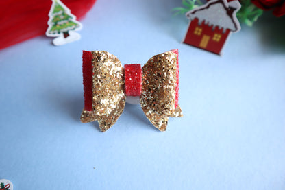 Christmas Glitter Sequin Applique Bow Pack - Red, Gold, Silver