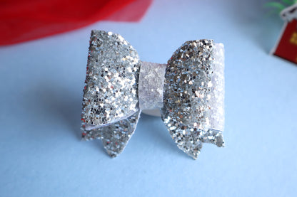 Christmas Glitter Sequin Applique Bow Pack - Red, Gold, Silver