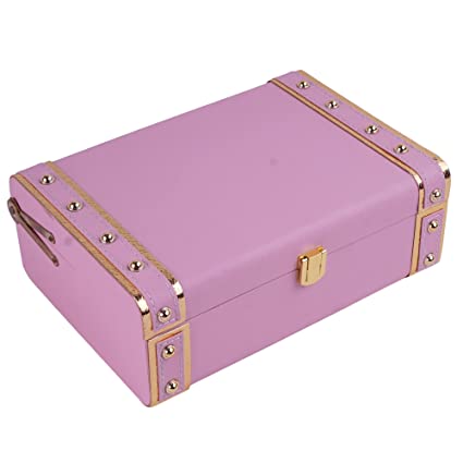 Kamule MDF & Leatherite Trunk Box (10x10x3 inches) Classic Decorative Gift Trunk Box India Tradition Purple