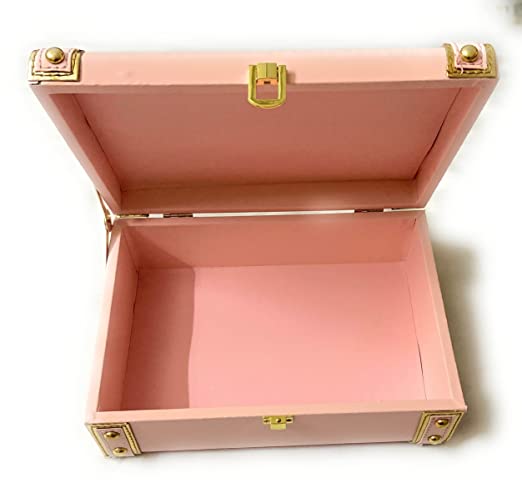 Kamule MDF & Leatherite Trunk Box (10x10x3 inches) Classic Decorative Gift Trunk Box India Tradition Pink