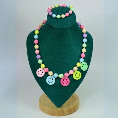 Kamule Summer Theme Smile Necklace and Bracelet Set - Multicolour