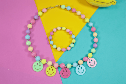 Kamule Summer Theme Smile Necklace and Bracelet Set - Multicolour