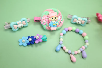 Kamule Dolly-Do Hair Clips With Bracelet Pack of 5-Multi Pastel Colours