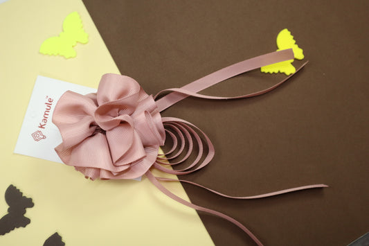 Kamule Lurex Layered Flower Detailed Hair Clip - Dusty pink