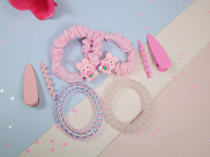 Kamule Pink Paradise Hair Accessories Set of 2-Pink & Light Pink