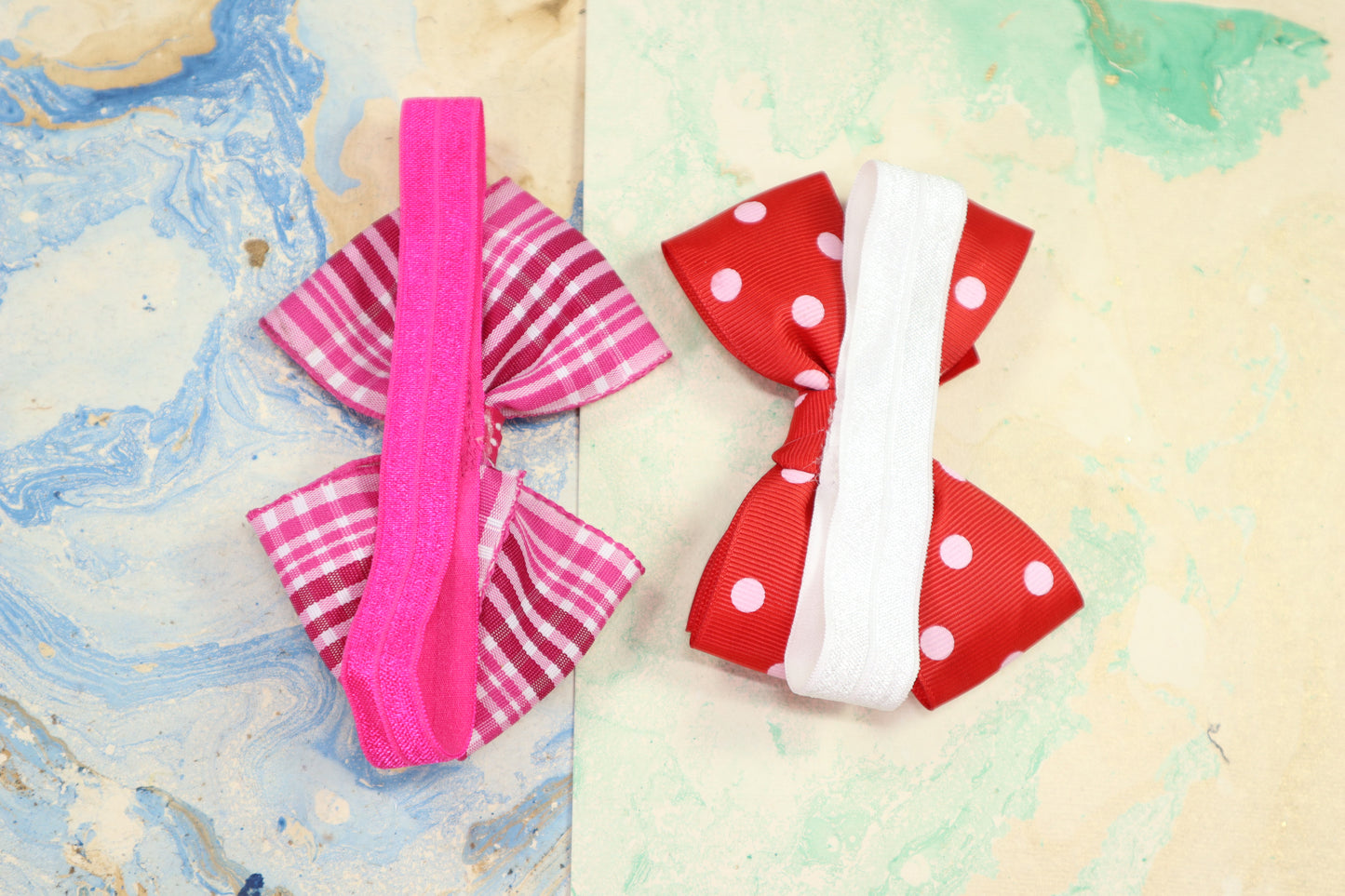 Kamule Infant Detailed Bow Head Band Pack of 2-Red, Dark Pink