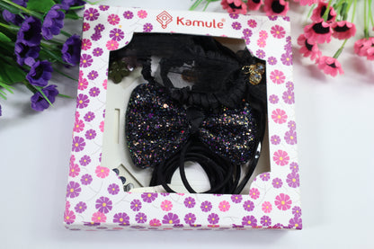 Kamule School Day Sparkler Hair Accessories Giftset  Pack of 18-Black