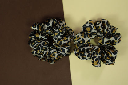 Kamule Set Of 3 Leopard Printed Bow Hair Clips  & Scrunchies