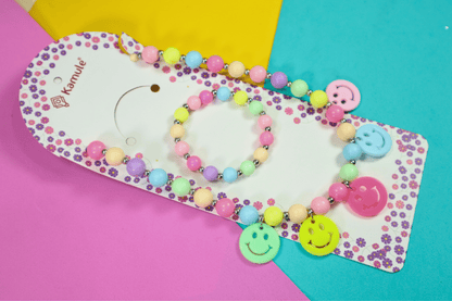 Kamule Summer Theme Smile Necklace and Bracelet Set - Multicolour