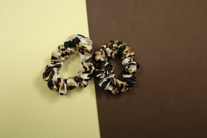 Kamule Set Of 3 Leopard Printed Bow Hair Clips  & Scrunchies