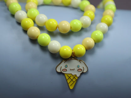 Kamule Sweet Treats Yellow Beaded Necklace set of 2-Yellow , Neon & White