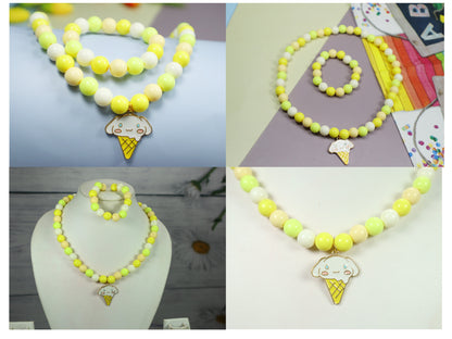 Kamule Sweet Treats Yellow Beaded Necklace set of 2-Yellow , Neon & White