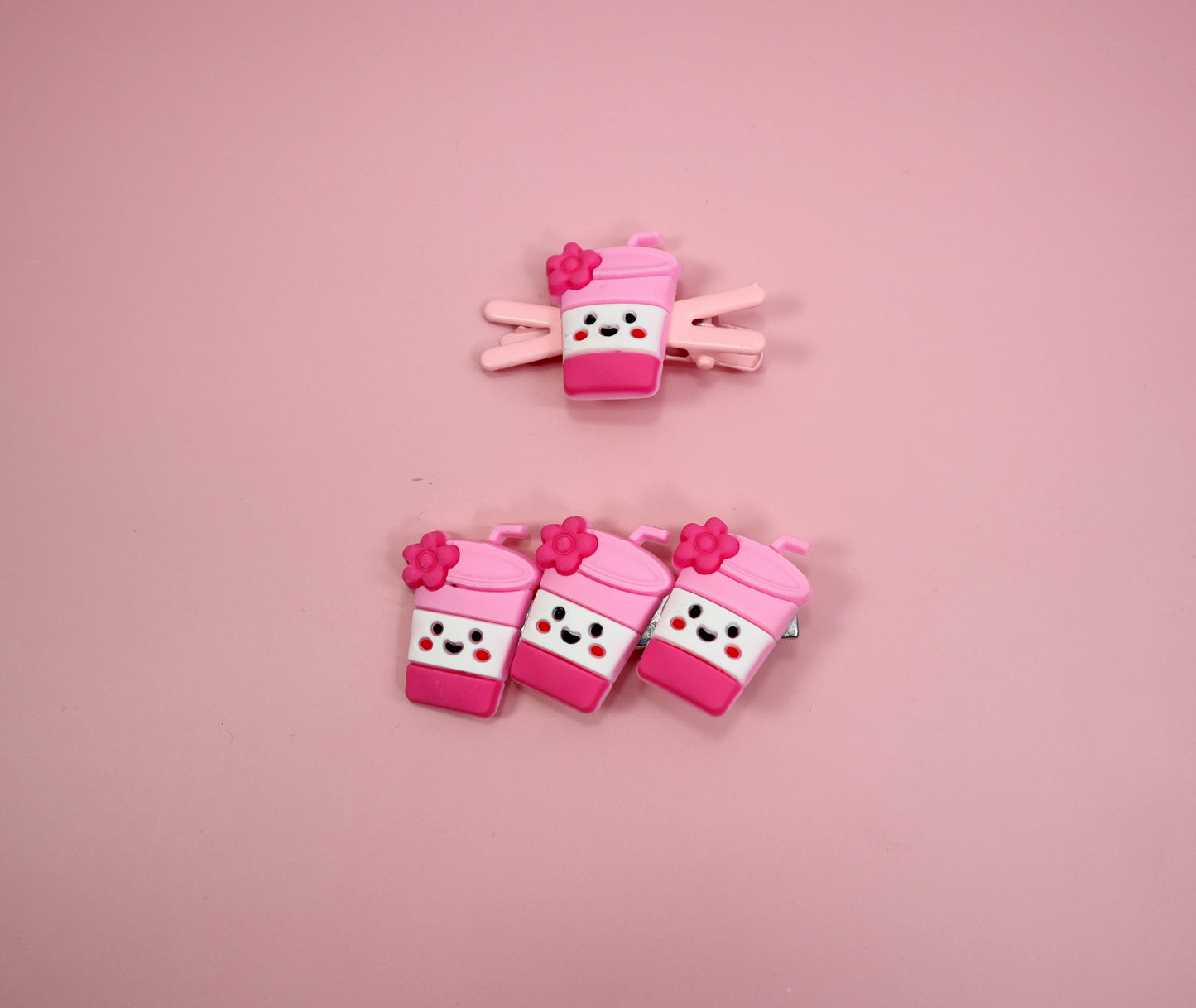 Kamule Polymer Clay Character Hair Accessories Set of 5- Dark Pink