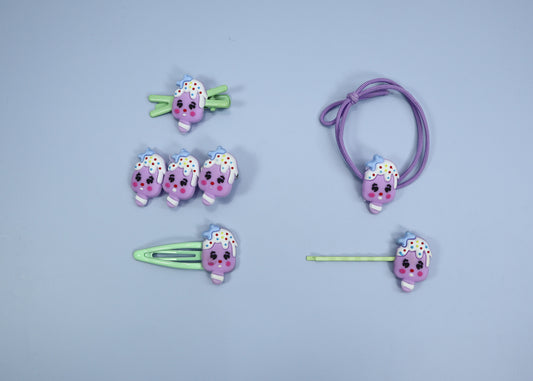 Kamule Polymer clay Character Hair Accessories set of 5-Blue