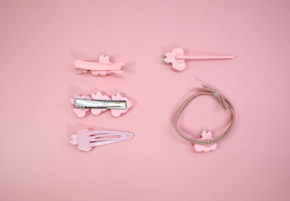 Kamule Polymer clay Character Hair Accessories set of 5- Pink