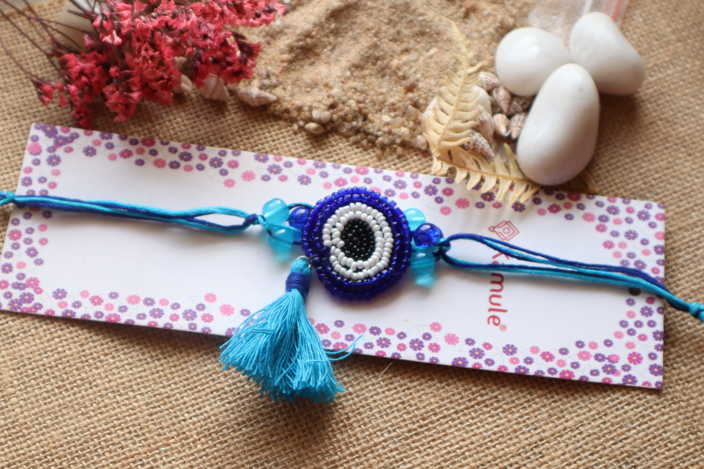 Kamule Blue Seed Bead Rakhi - Navy Blue