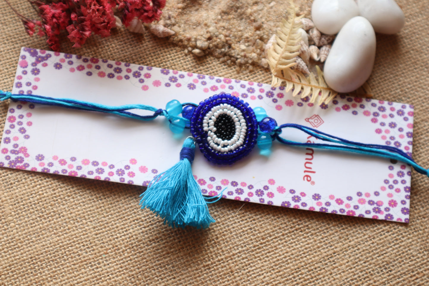 Kamule Blue Seed Bead Rakhi - Navy Blue