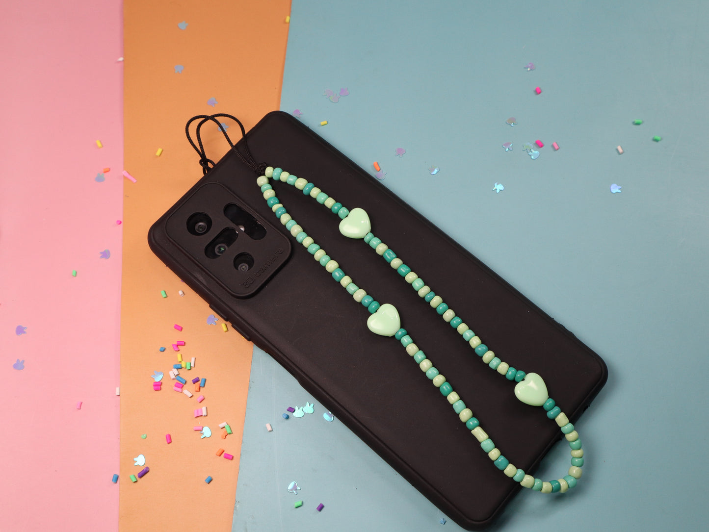 Kamule Green Pastel with Heart Phone Charm