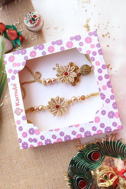 Kamule Flower Applique Patches Set - Golden