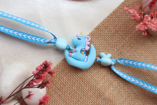 Kamule Unicorn Embellished Rakhi - Sky Blue