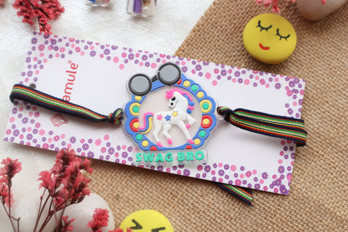 Kamule Unicorn Detailed Kids Rakhi - Blue