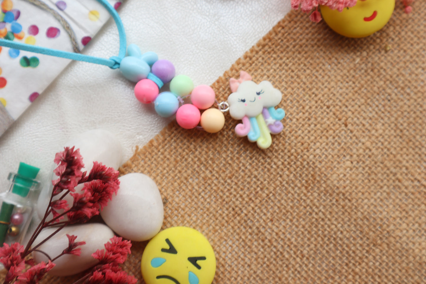 Kamule Cute Cloudy Detailed Bracelet Rakhi - White And Purple