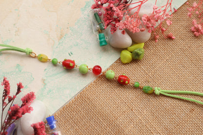 Kamule Lampwork Beaded Rakhi-Green and Red