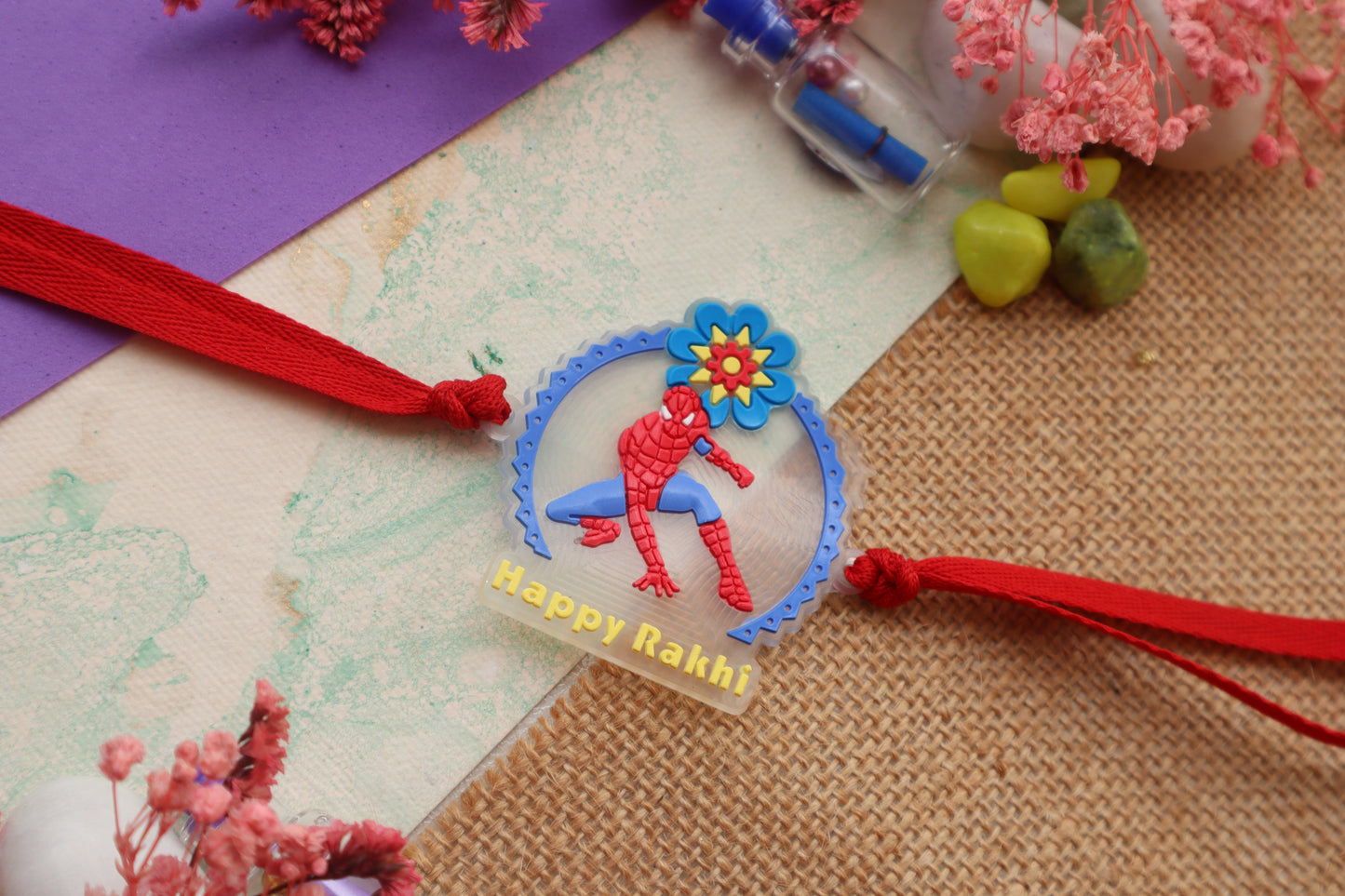 Kamule Superhero Patch Rakhi for Kids - Red