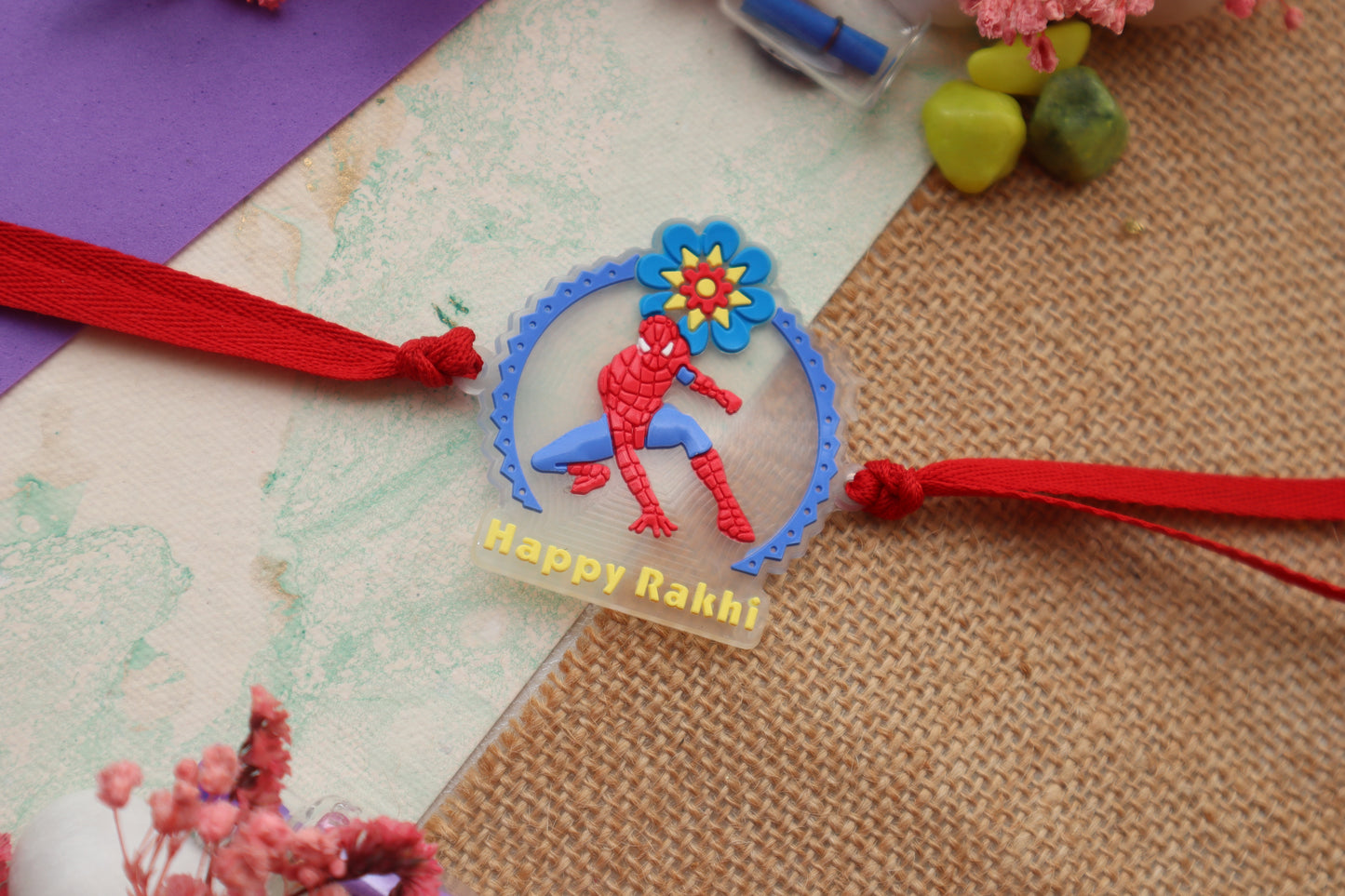 Kamule Superhero Patch Rakhi for Kids - Red