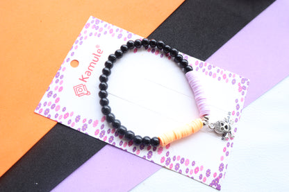 Kamule Halloween-Themed Skull-Embellished Gothic Charm Unisex Bracelet - Black