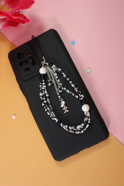 Kamule White & Black seed beads phone charm